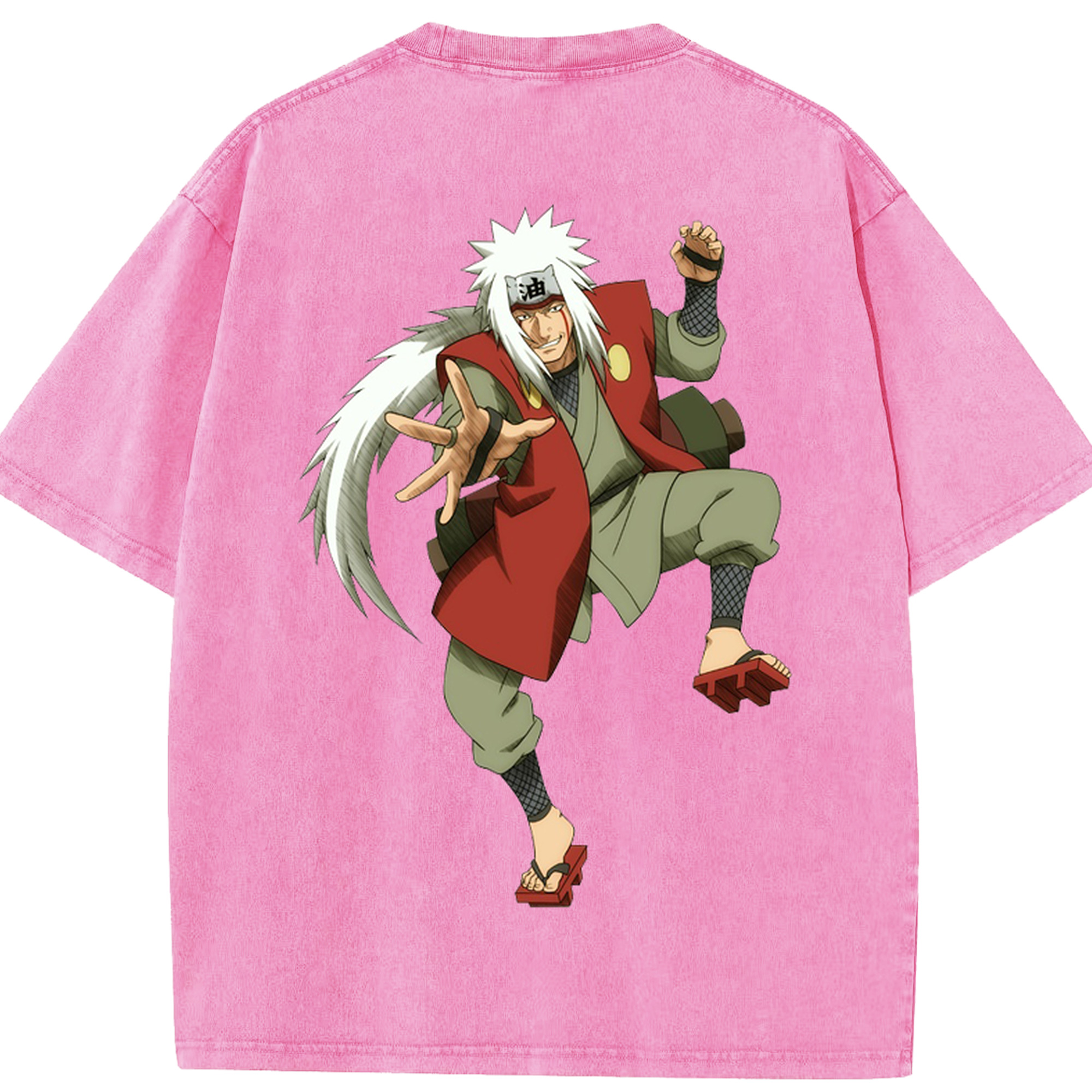 （画像用） NARUTO -ナルト- 自来也（じらいや） Jiraiya 綿100% ヴィンテージ風 半袖Tシャツ（背面プリント）